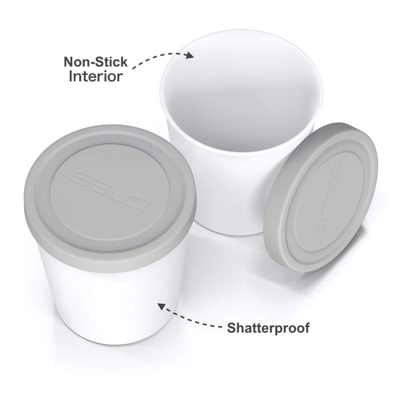 BALCI - Premium Ice Cream Containers (2 Pack - 1 Quart Each) Perfect Freezer Storage Tubs with Lids for Ice Cream, Sorbet and Gelato! - Grey - Image 3